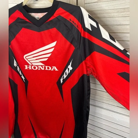 Fox Racing Motocross Gear Men’s Red and Black Honda Long Sleeve Jersey Medium - Picture 5 of 10